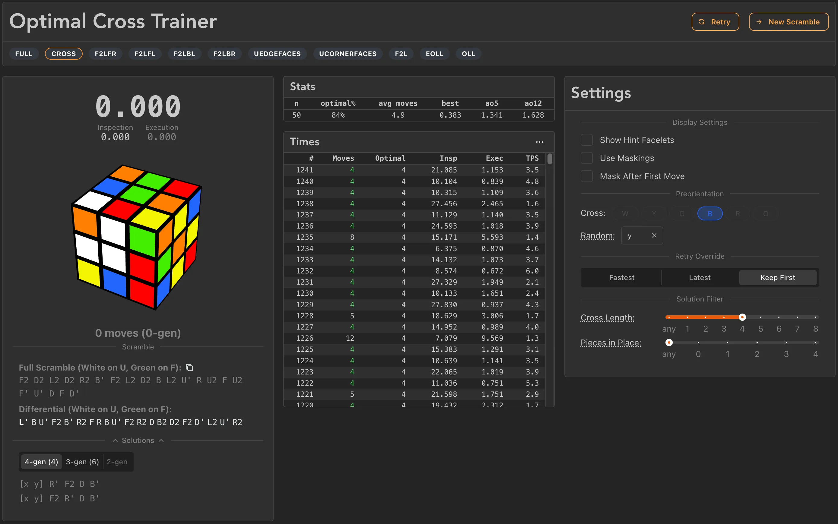 Cross+1 trainer interface